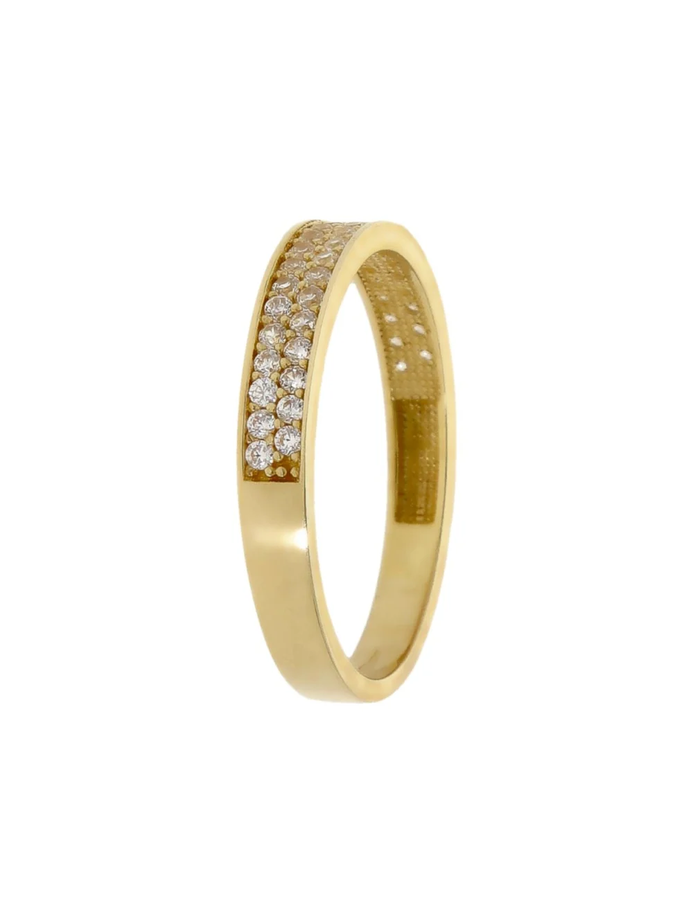 William May 9ct Yellow Gold Double Row Cubic Zirconia Half Eternity Ring, view 2