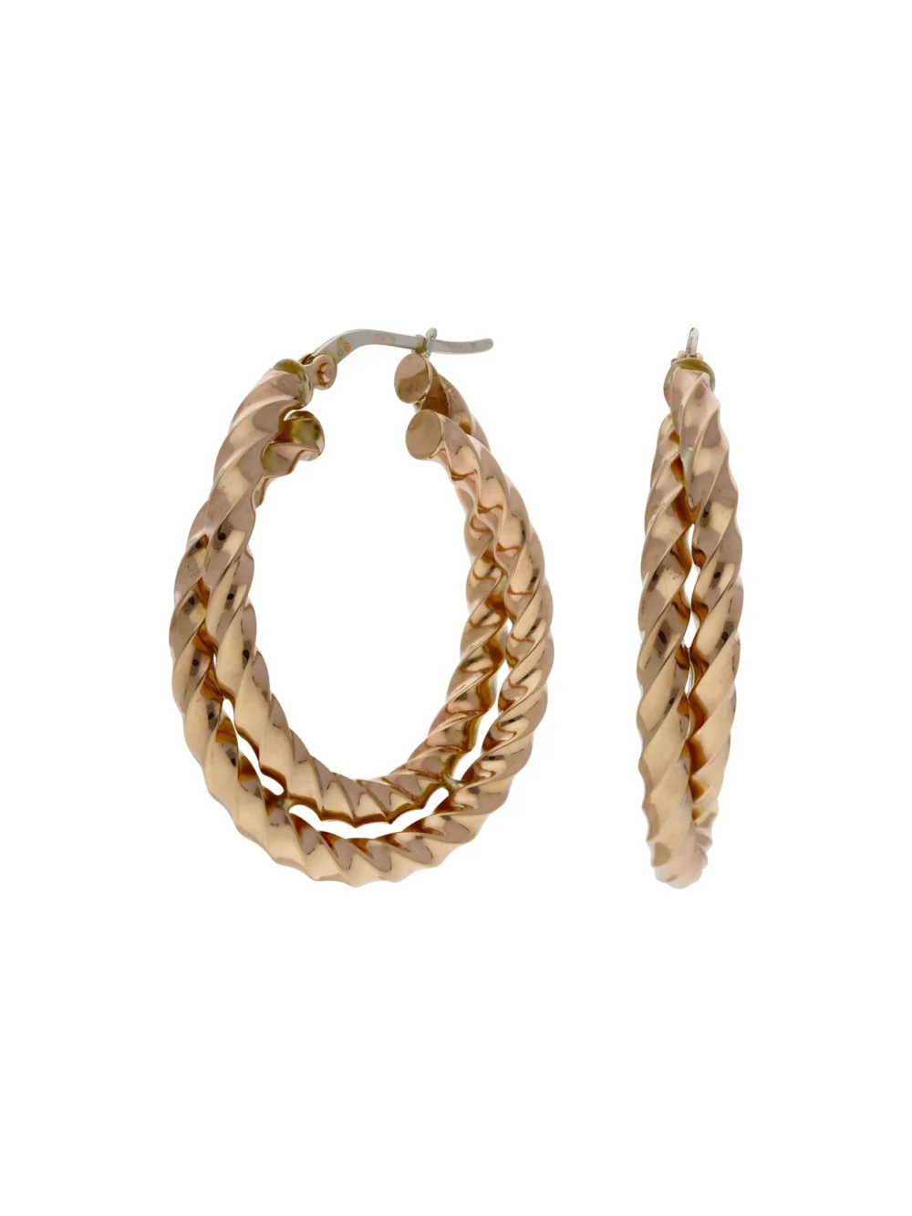 William May 9ct Yellow Gold Double Row Twist Creole Earrings