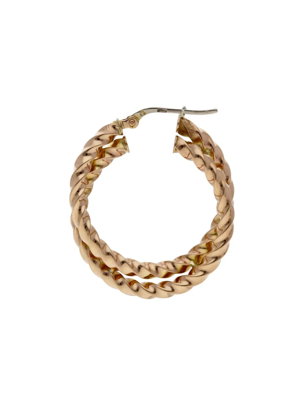 William May 9ct Yellow Gold Double Row Twist Creole Earrings, view 2