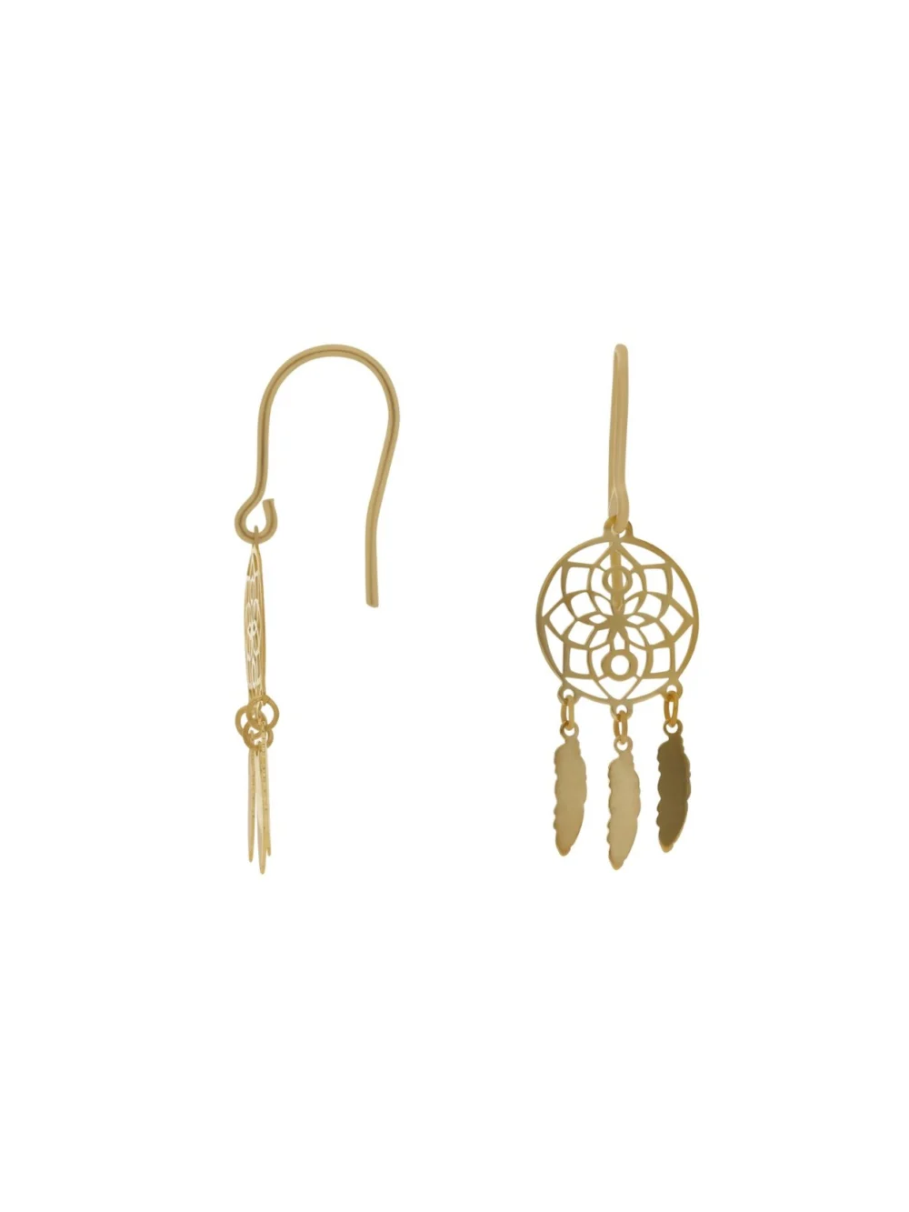 William May 9ct Yellow Gold Dreamcatcher Drop Earrings, view 2