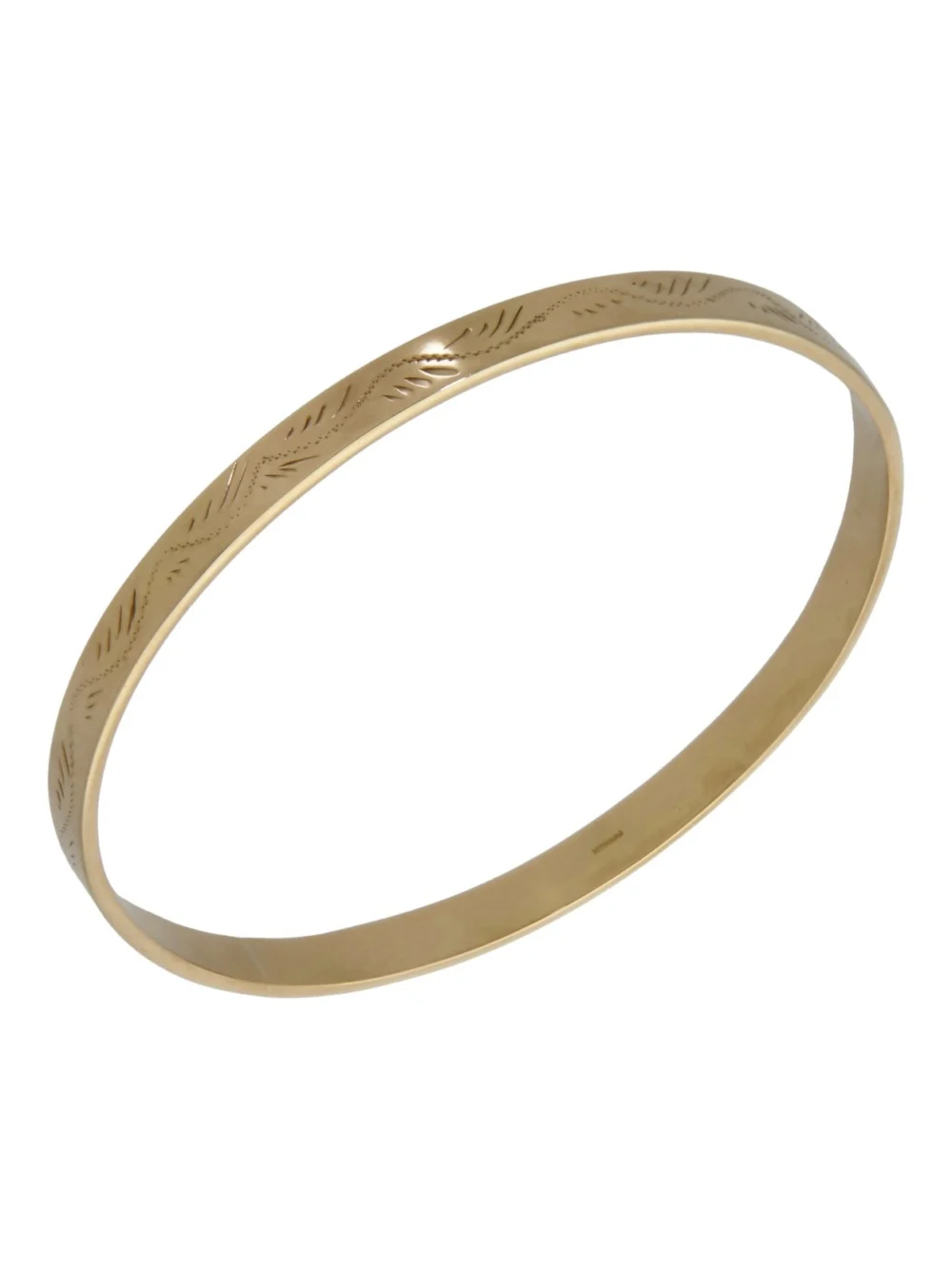 William May 9ct Yellow Gold Engraved Solid Push-On Bangle