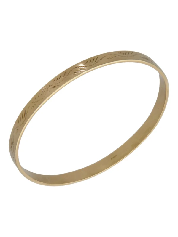 William May 9ct Yellow Gold Engraved Solid Push-On Bangle