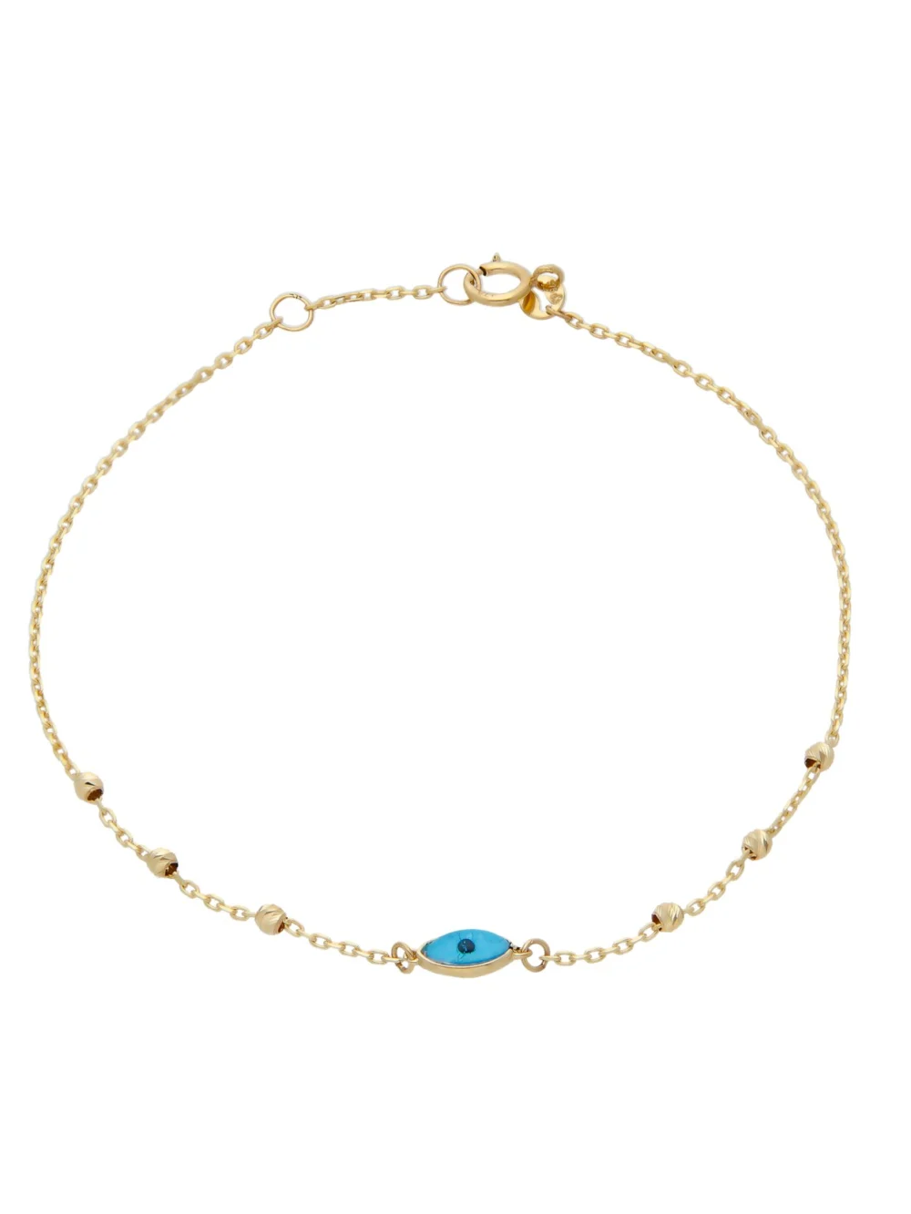 William May 9ct Yellow Gold Evil Eye Beaded Station Bracelet