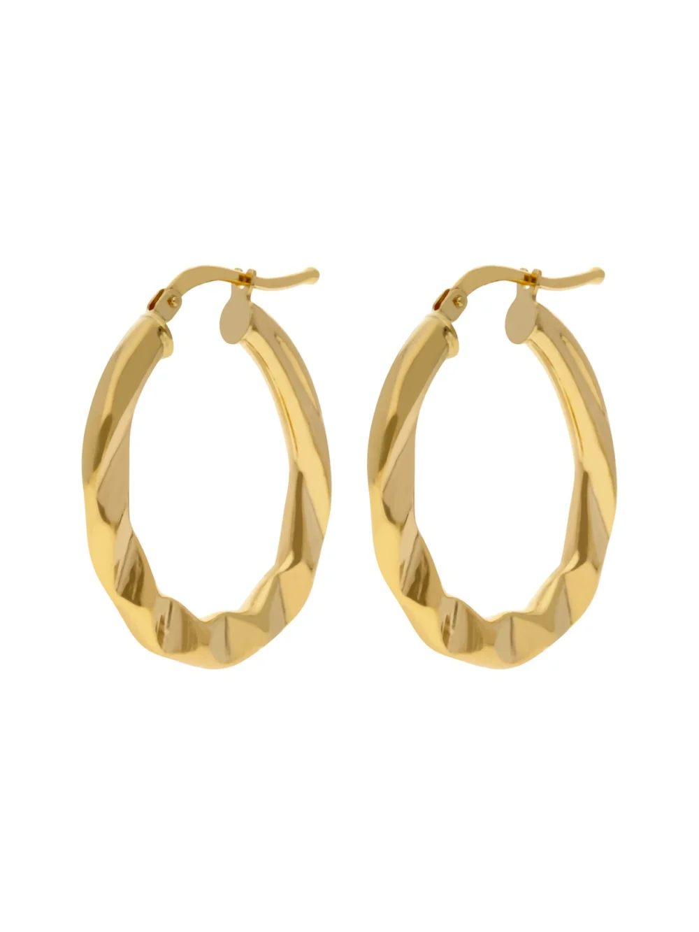 William May 9ct Yellow Gold Faceted Oval Creole Earrings