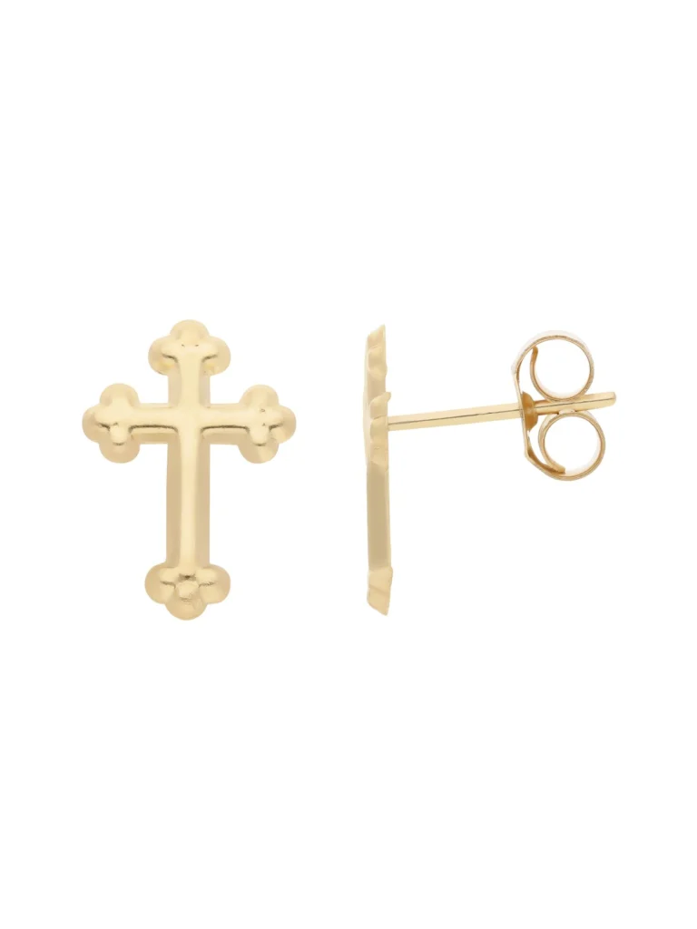 William May 9ct Yellow Gold Fancy Cross Stud Earrings