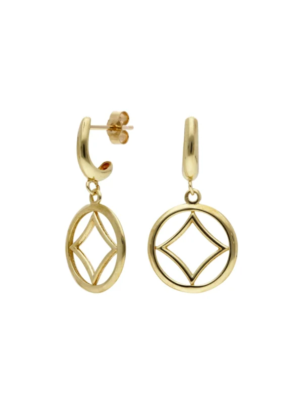 William May 9ct Yellow Gold Fancy Cutout Circle Drop Earrings