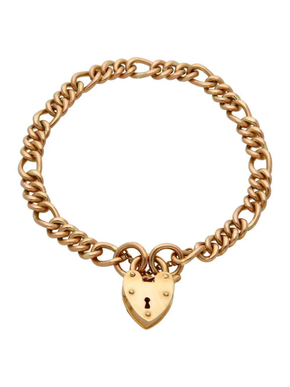 William May 9ct Yellow Gold Figaro Link Padlock Bracelet