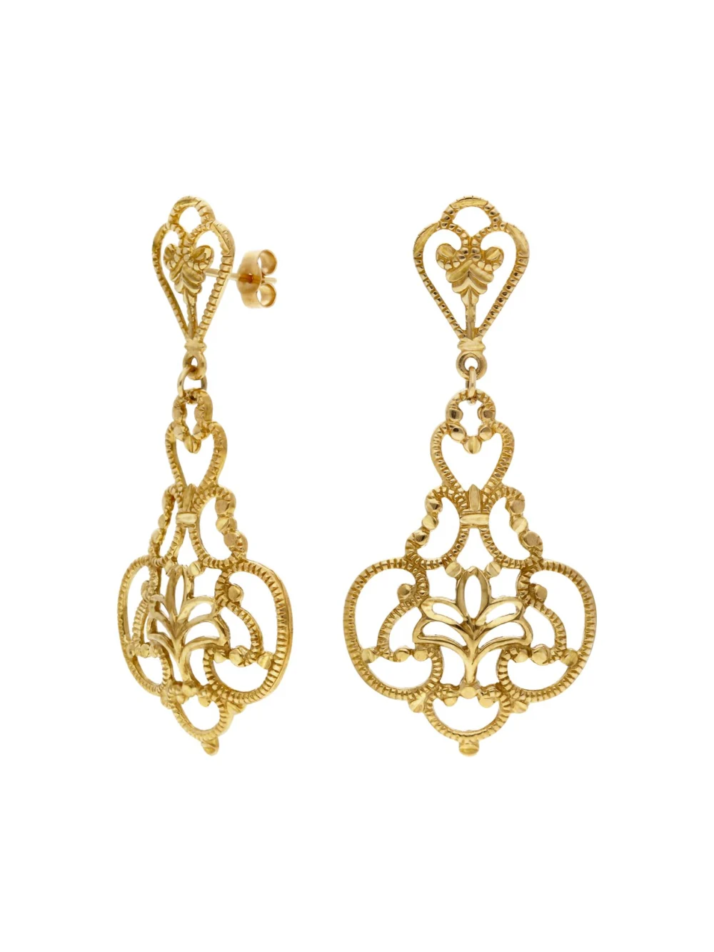 William May 9ct Yellow Gold Filigree Chandalier Drop Earrings
