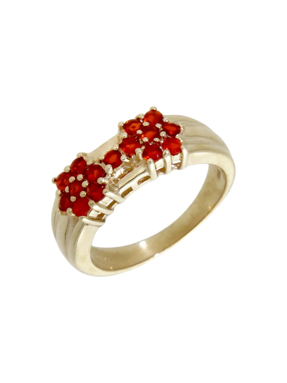 William May 9ct Yellow Gold Fire Opal Cluster Dress Ring