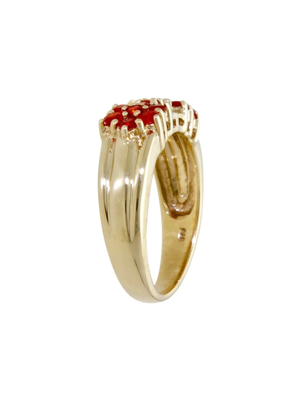 William May 9ct Yellow Gold Fire Opal Cluster Dress Ring, view 2