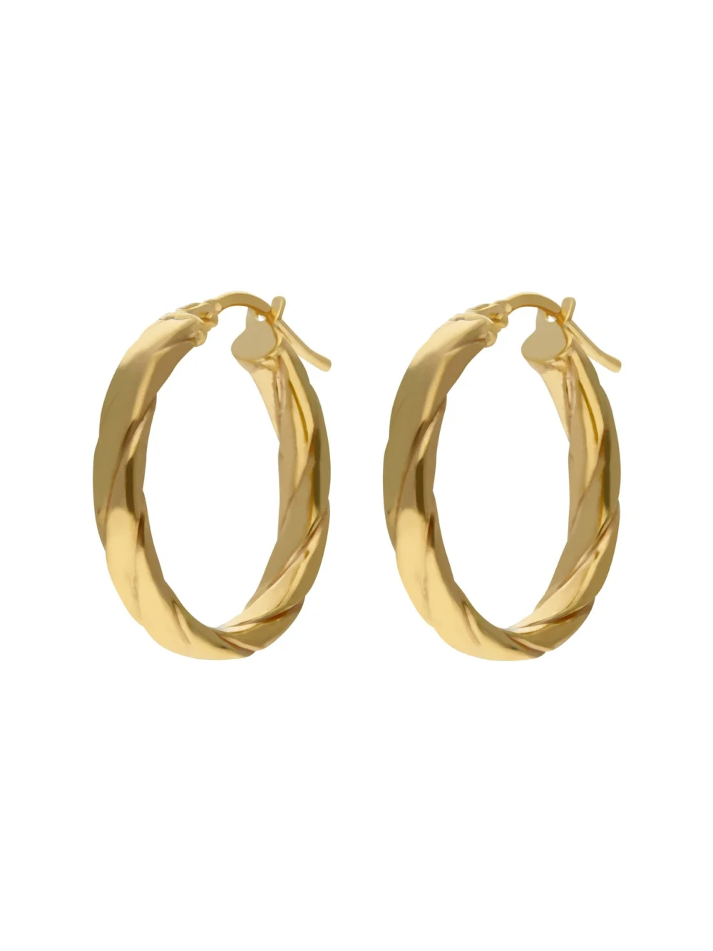 William May 9ct Yellow Gold Flat Edged Twist Hoop Creole Earrings
