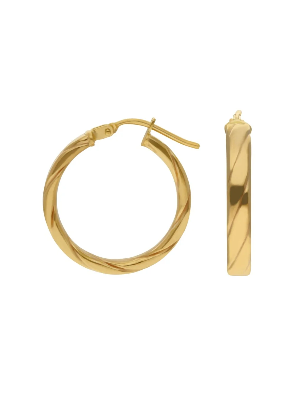 William May 9ct Yellow Gold Flat Edged Twist Hoop Creole Earrings, view 2