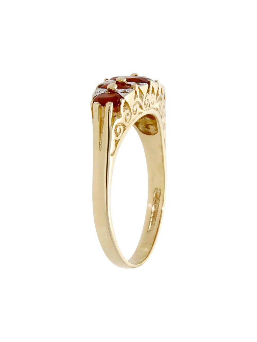 William May 9ct Yellow Gold Garnet & Diamond Dress Ring, view 2