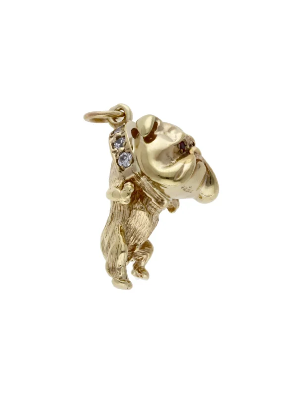 William May 9ct Yellow Gold Gemstone Set Bulldog Pendant