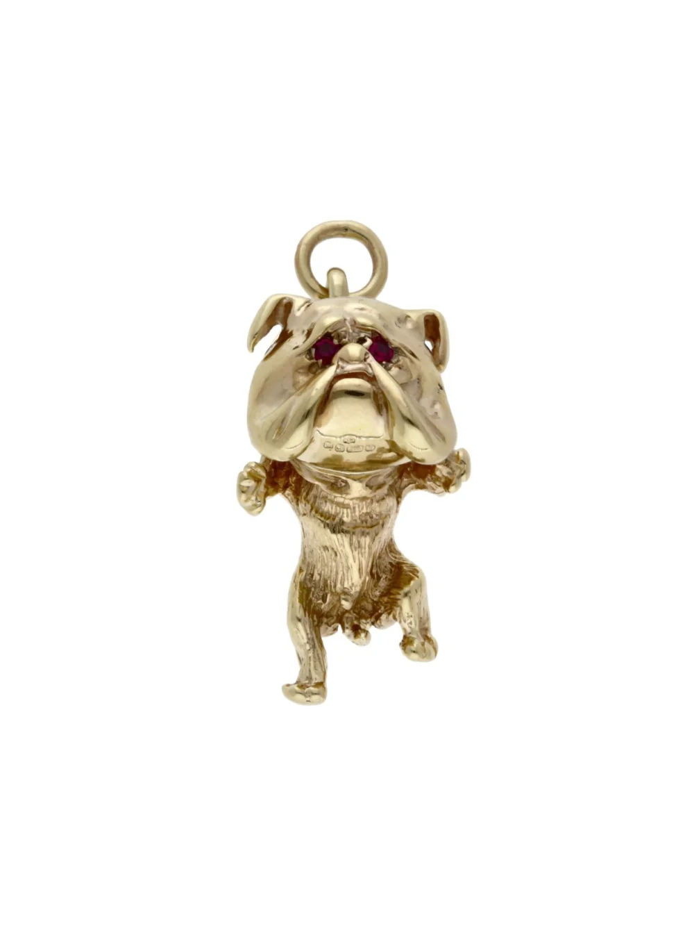 William May 9ct Yellow Gold Gemstone Set Bulldog Pendant, view 2