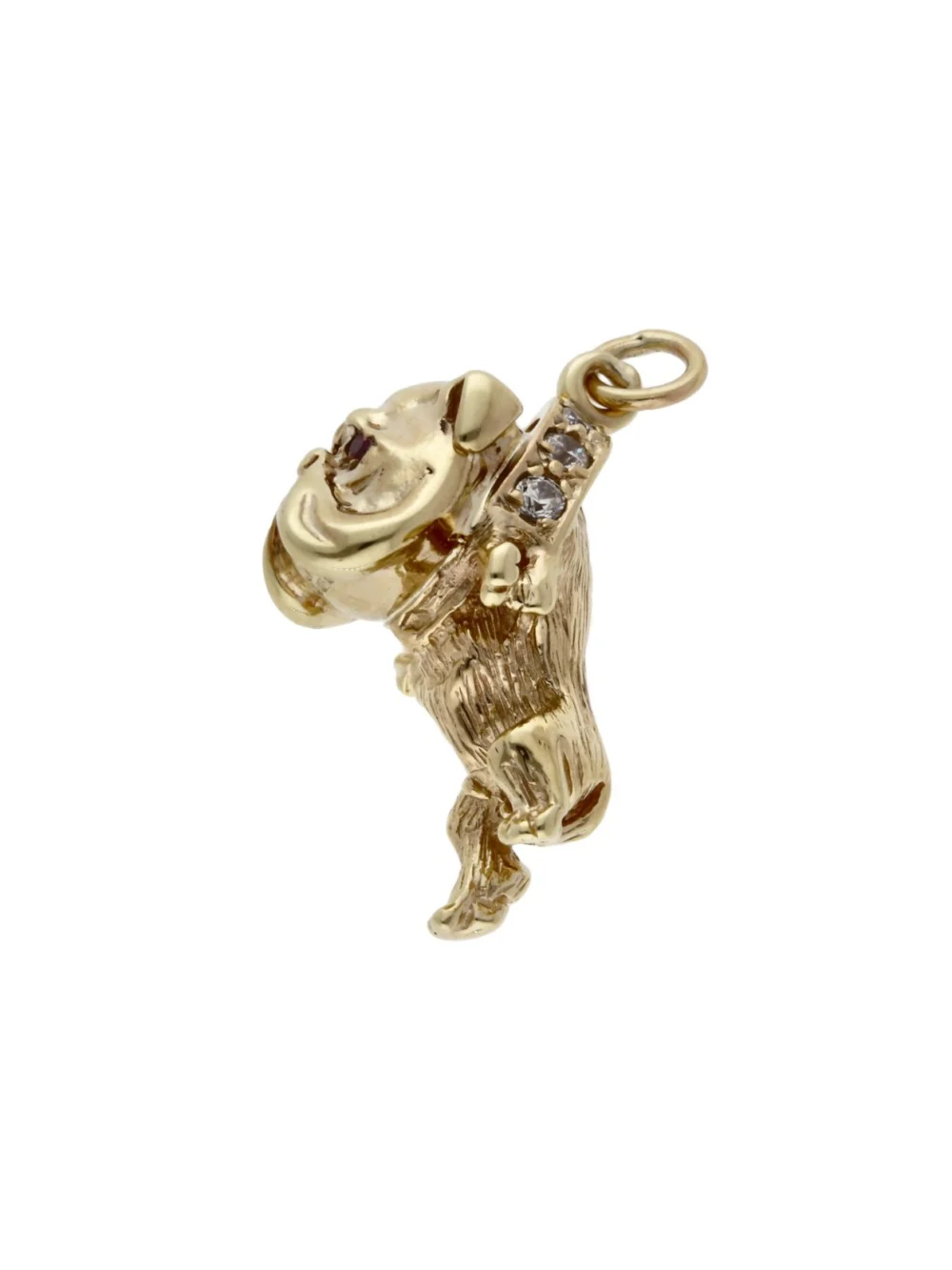 William May 9ct Yellow Gold Gemstone Set Bulldog Pendant, view 3