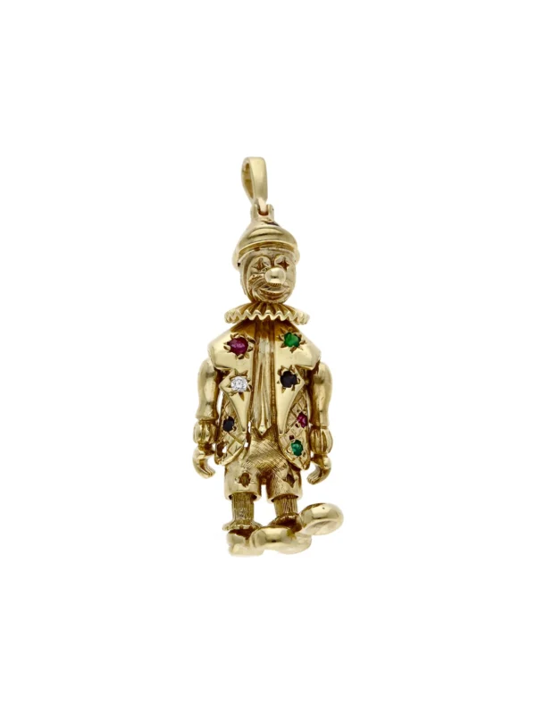 William May 9ct Yellow Gold Gemstone Set Clown Pendant