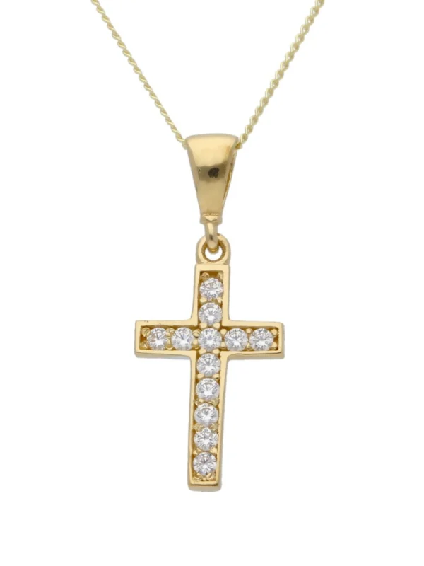 William May 9ct Yellow Gold Gemstone Set Cross & 18" Chain Necklace