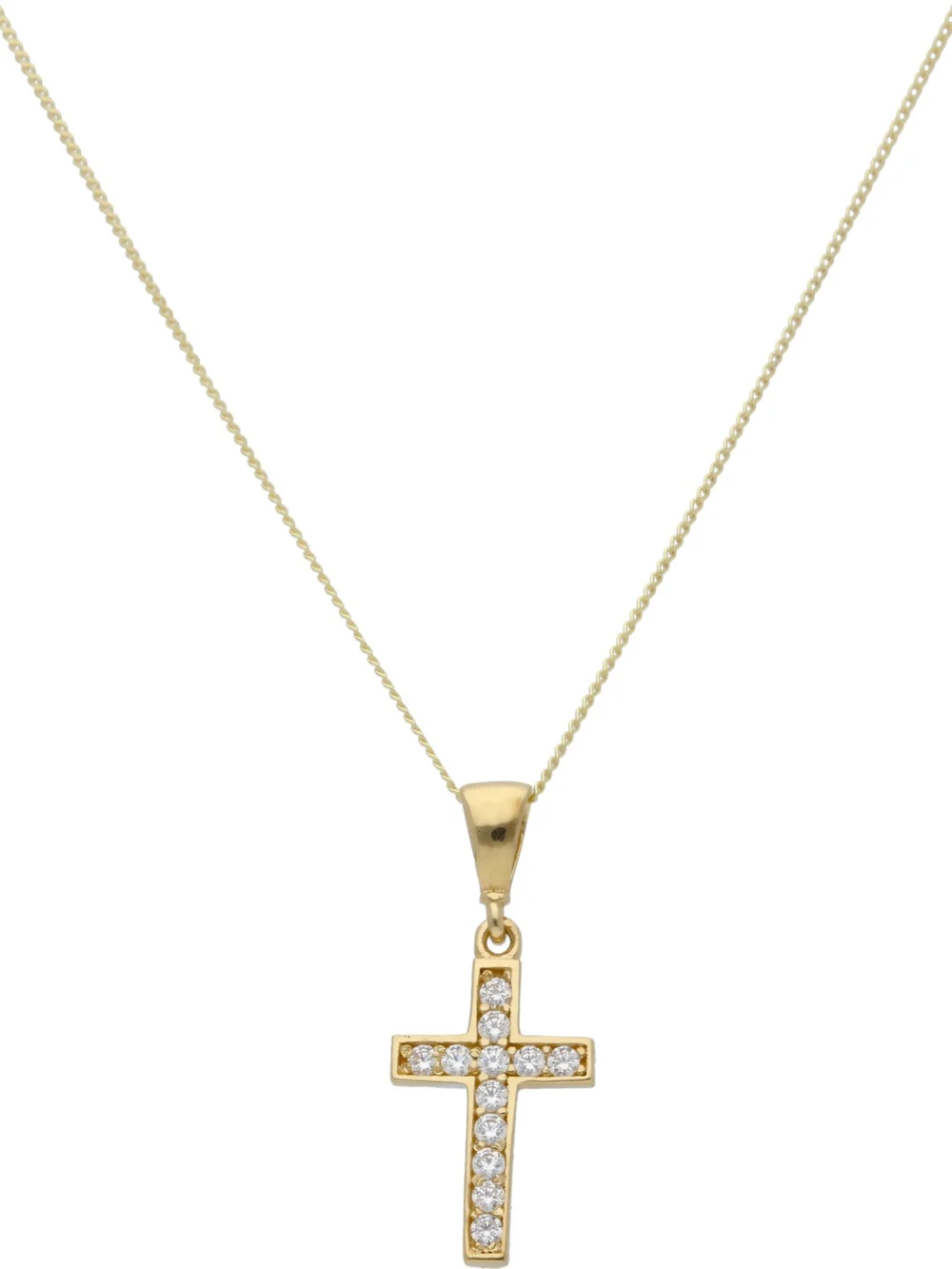 William May 9ct Yellow Gold Gemstone Set Cross & 18" Chain Necklace, view 2