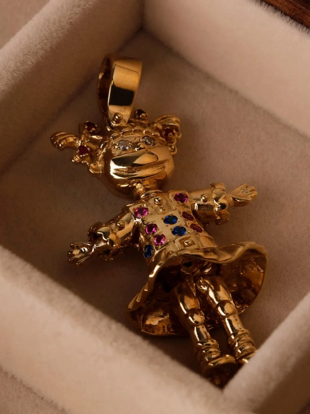William May 9ct Yellow Gold Gemstone Set Doll Pendant, view 3