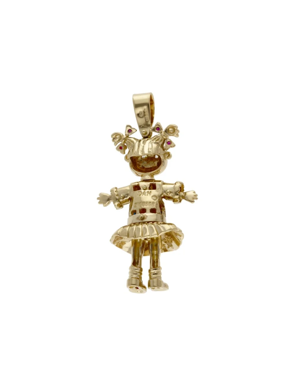 William May 9ct Yellow Gold Gemstone Set Doll Pendant, view 4