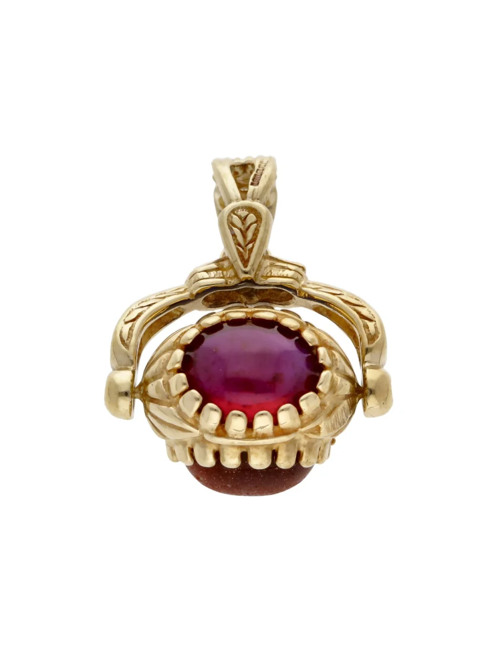 William May 9ct Yellow Gold Gemstone Set Spinning Fob Pendant