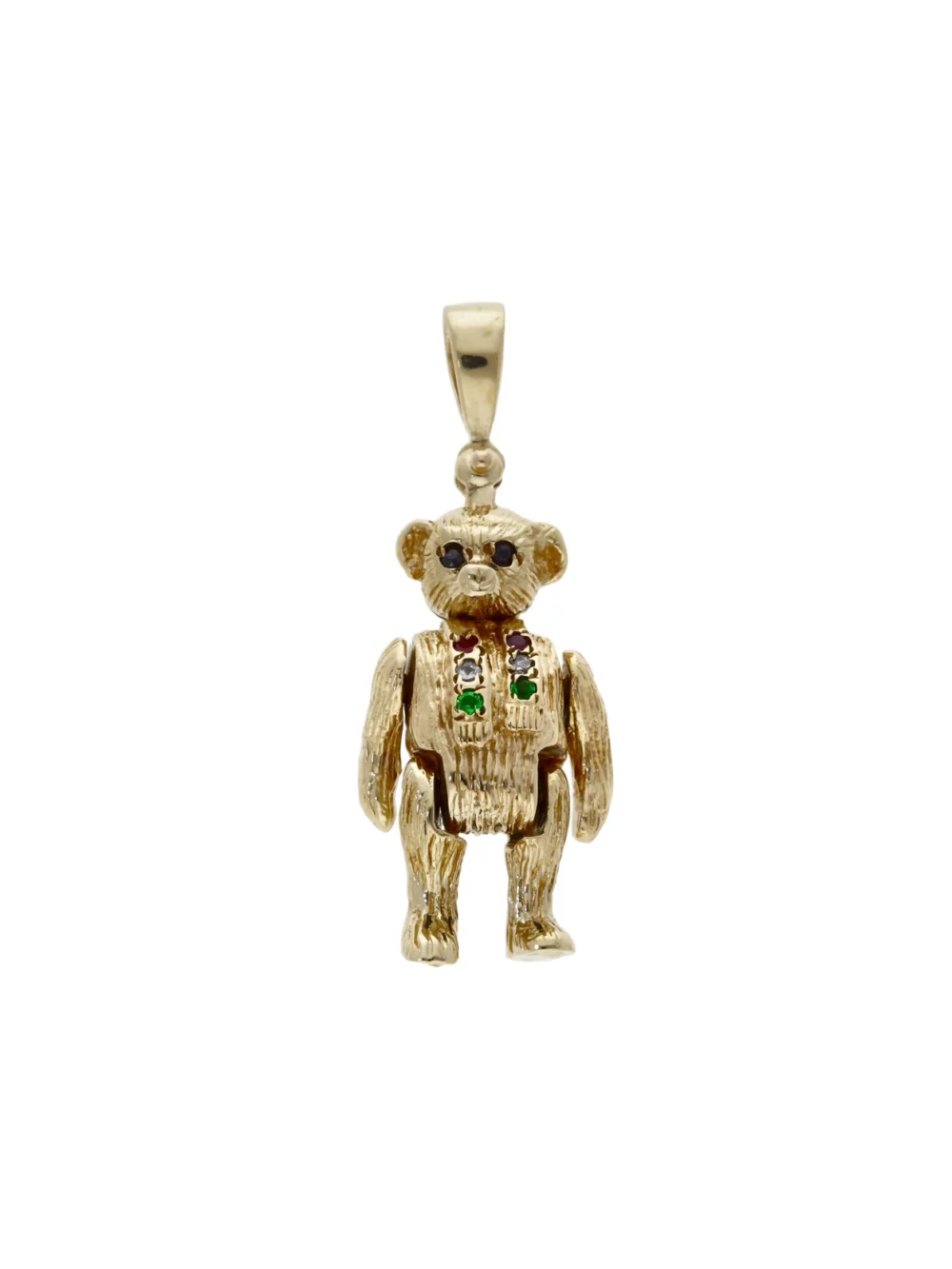 William May 9ct Yellow Gold Gemstone Set Teddy Bear Pendant