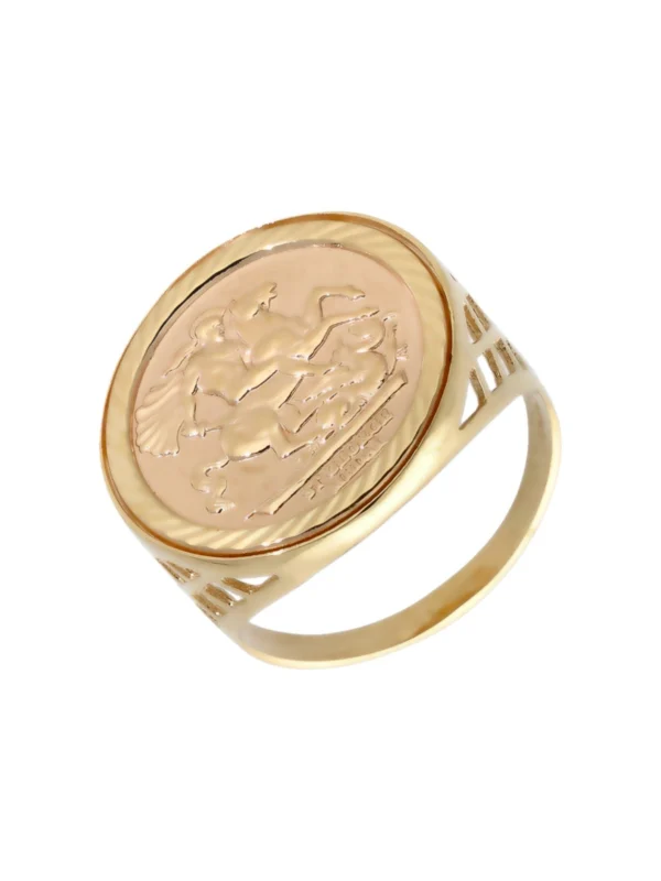 William May 9ct Yellow Gold George & Dragon Coin Style Ring