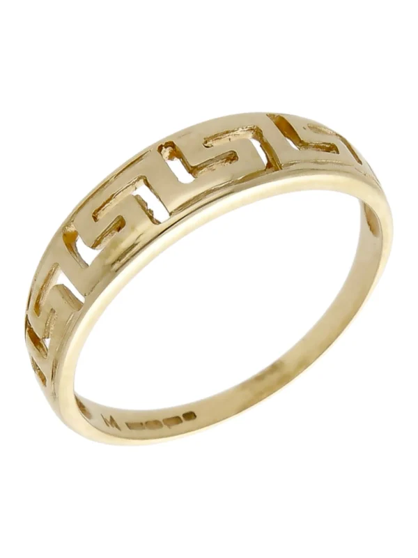 William May 9ct Yellow Gold Greek Key Design Dress Ring