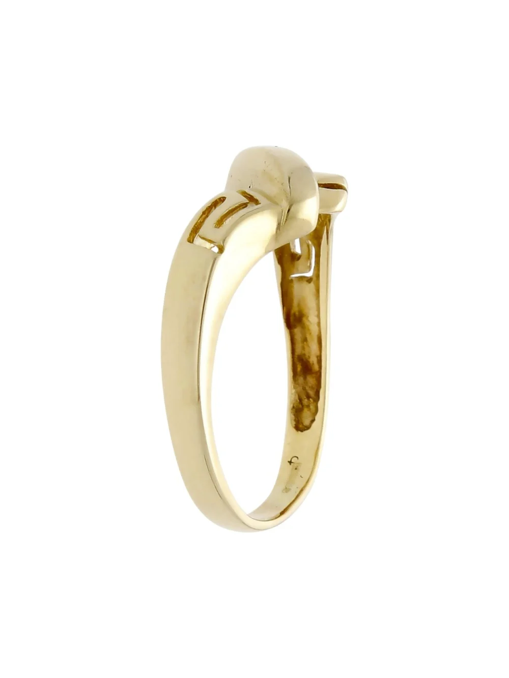 William May 9ct Yellow Gold Greek Key Style Crossover Twist Ring, view 2