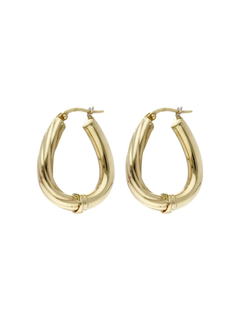 William May 9ct Yellow Gold Half Twist Hangbag Creole Earrings
