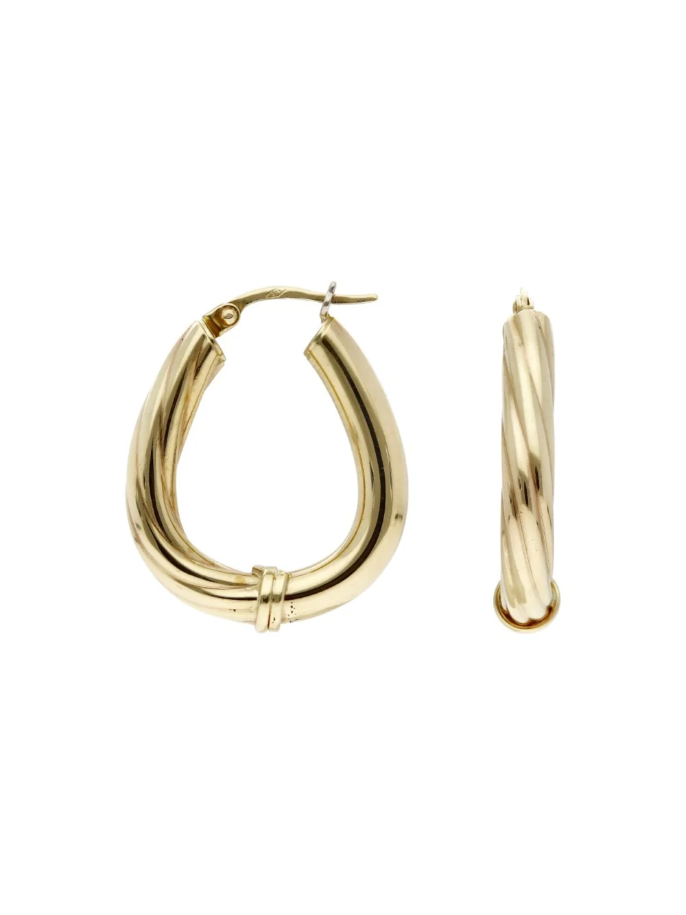 William May 9ct Yellow Gold Half Twist Hangbag Creole Earrings, view 2