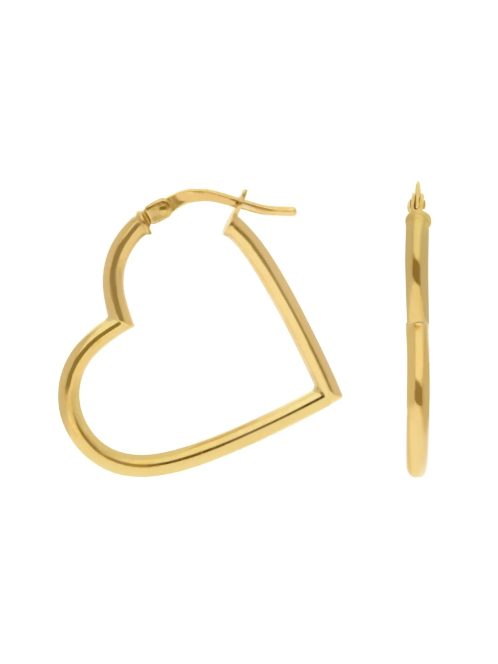 William May 9ct Yellow Gold Heart Shaped Creole Earrings, view 2