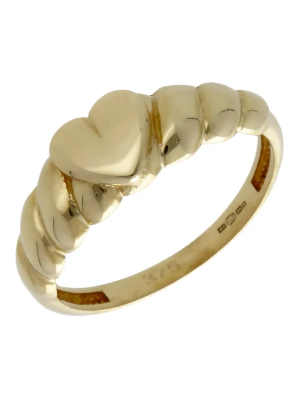 William May 9ct Yellow Gold Heart Twist Dress Ring