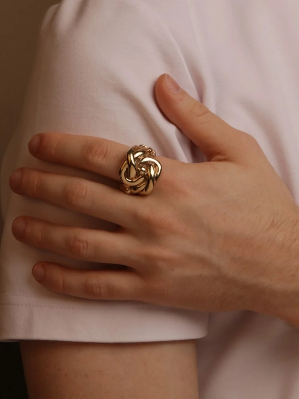 William May 9ct Yellow Gold Heavy Knot Ring, view 2