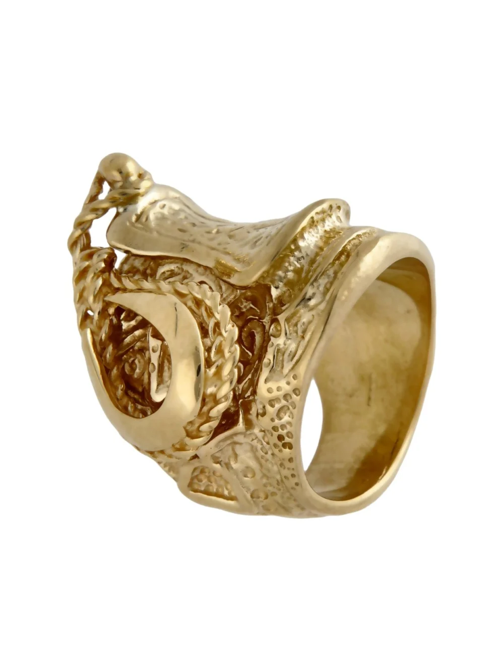 William May 9ct Yellow Gold Heavy Saddle Ring, view 2