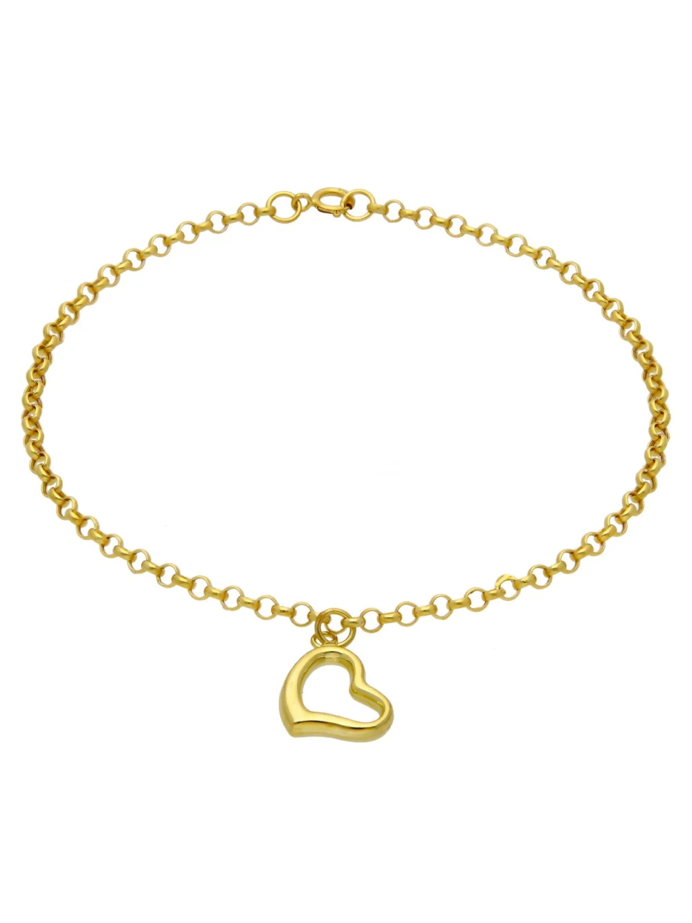 William May 9ct Yellow Gold Hollow Belcher Link Floating Heart Bracelet