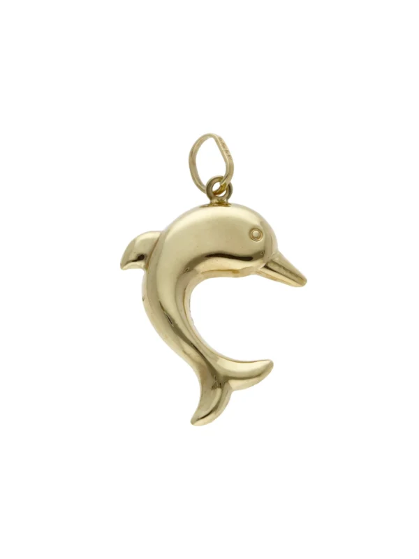 William May 9ct Yellow Gold Hollow Dolphin Pendant