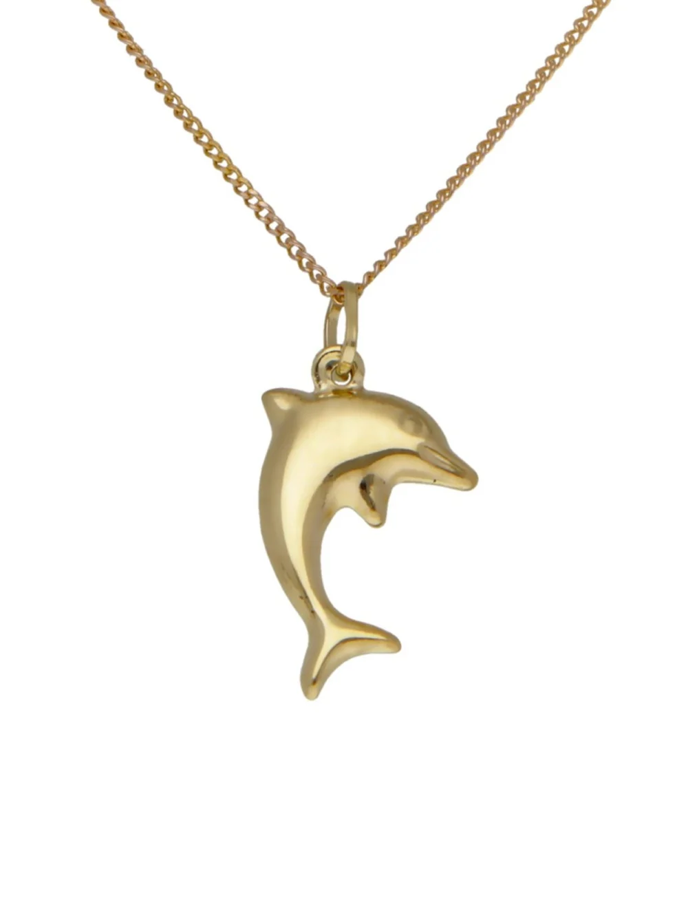 William May 9ct Yellow Gold Hollow Dolphin Pendant Necklace