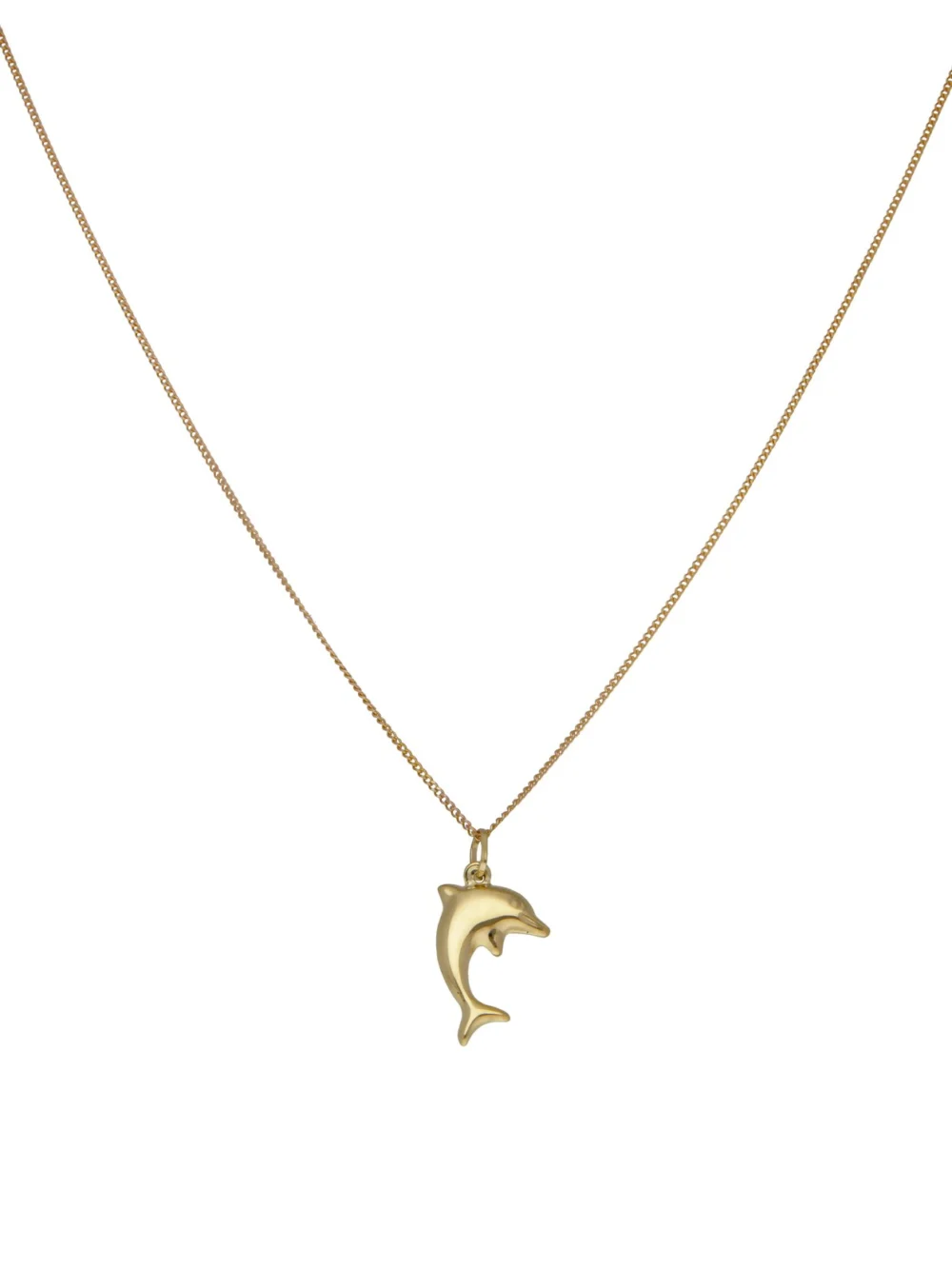 William May 9ct Yellow Gold Hollow Dolphin Pendant Necklace, view 2