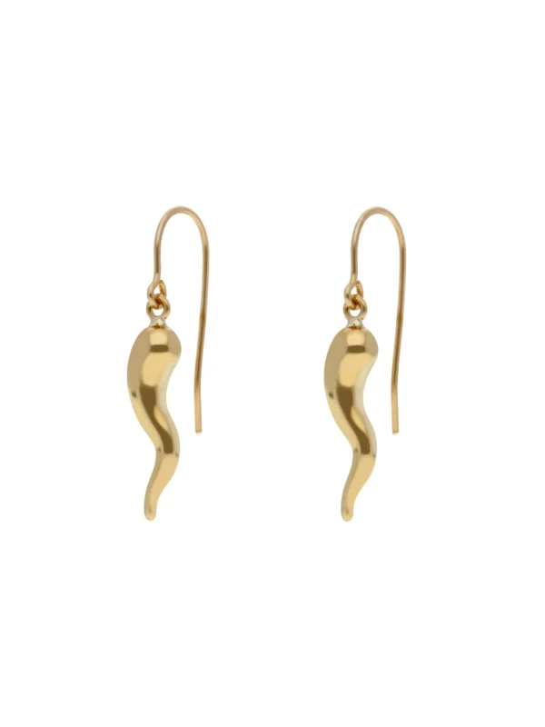 William May 9ct Yellow Gold Hollow Horn of Life Drop Earrings