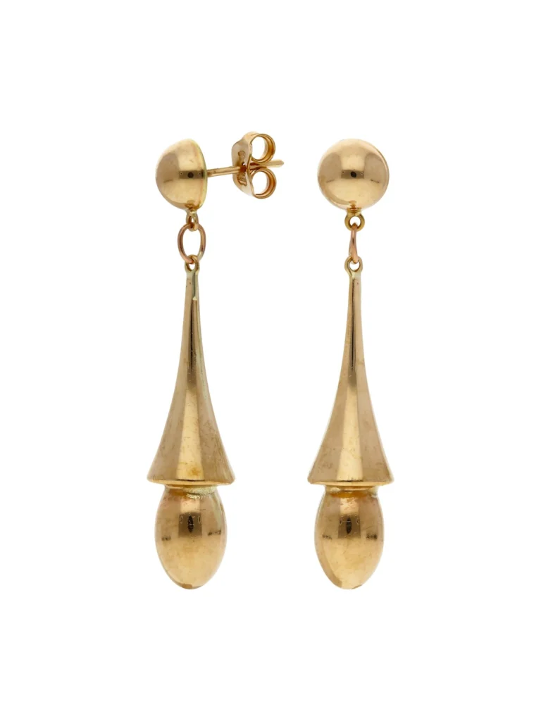 William May 9ct Yellow Gold Hollow Torpedo Drop Earrings