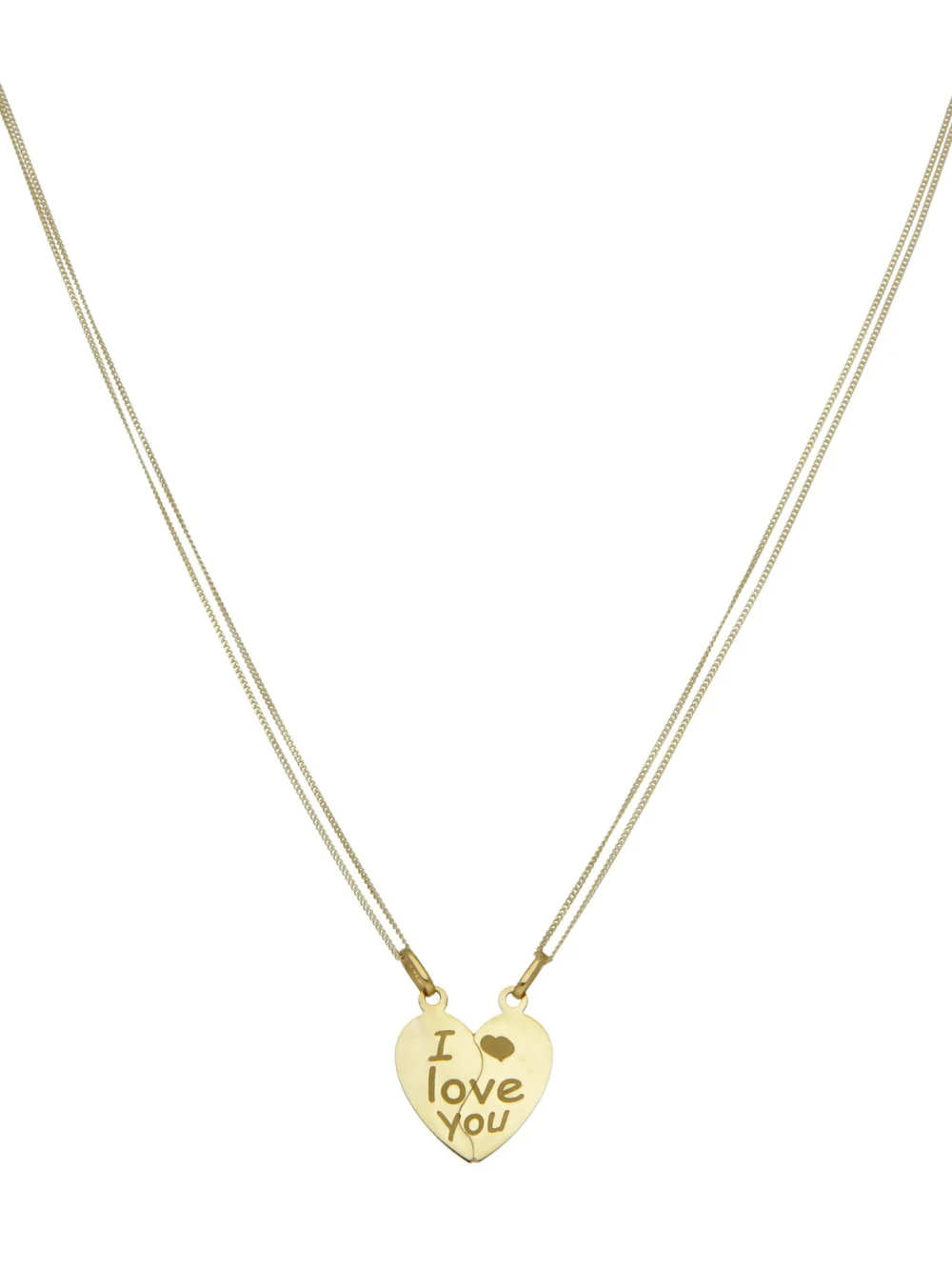 William May 9ct Yellow Gold I Love You Together Forever 2 Part Necklace