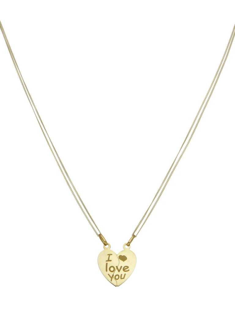 William May 9ct Yellow Gold I Love You Together Forever 2 Part Necklace