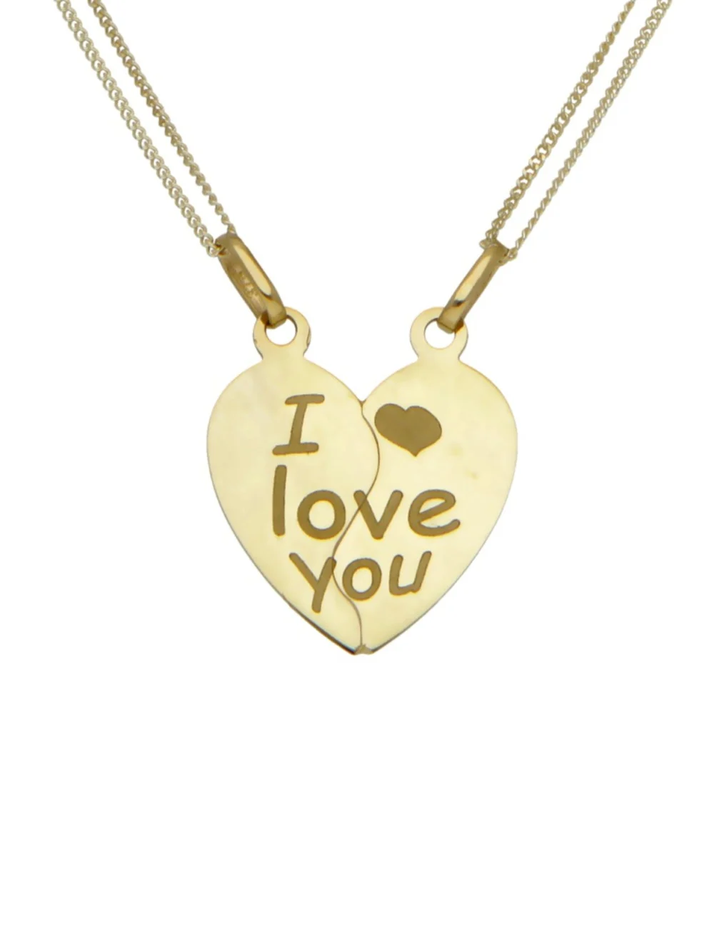 William May 9ct Yellow Gold I Love You Together Forever 2 Part Necklace, view 3