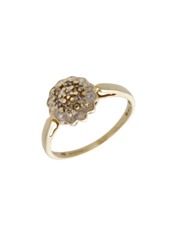 William May 9ct Yellow Gold Illusion Set Diamond Cluster Ring