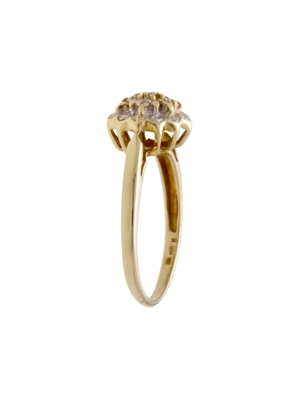 William May 9ct Yellow Gold Illusion Set Diamond Cluster Ring, view 2