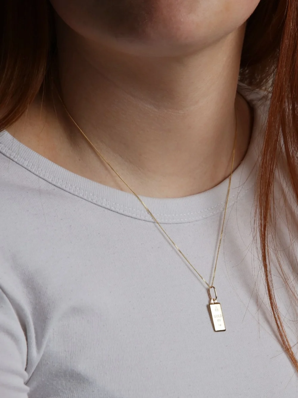 William May 9ct Yellow Gold Ingot Pendant & 18" Chain Necklace, view 2