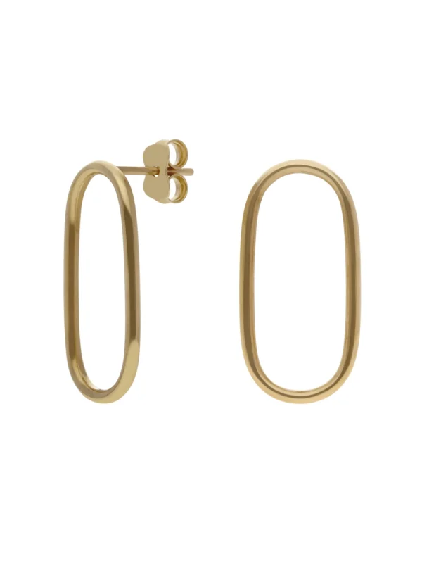 William May 9ct Yellow Gold Large Open Oval Stud Earrings