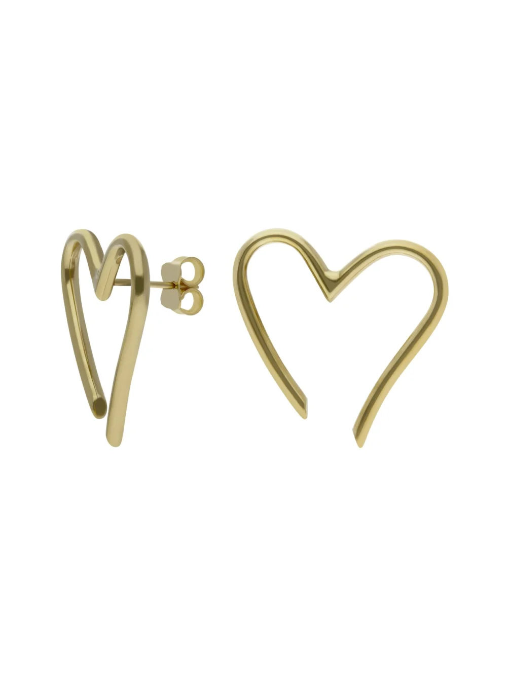 William May 9ct Yellow Gold Large Open Wave Heart Stud Earrings